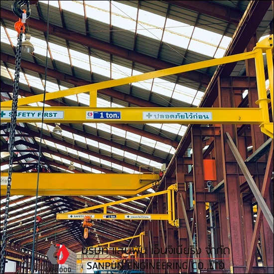 เครนแขนยื่นแบบยึดติดกำแพง Jib crane wall type หรือเครนแขนยื่นแบบยึดกับเสาอาคารเดิม